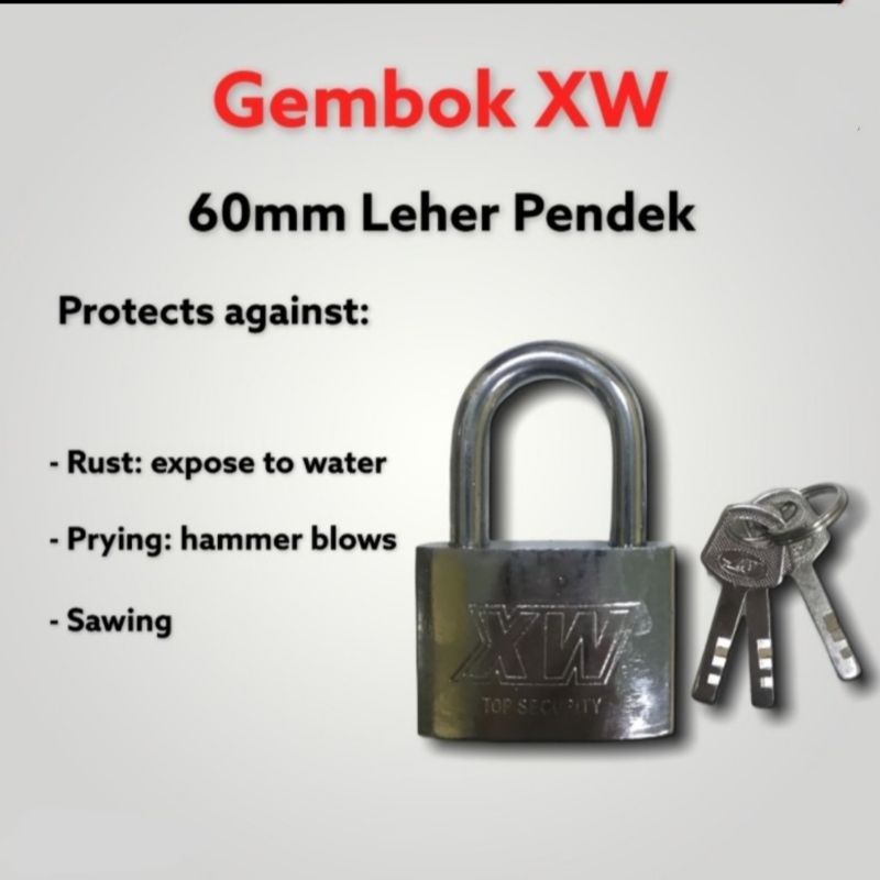 Gembok XW 60mm Leher Pendek