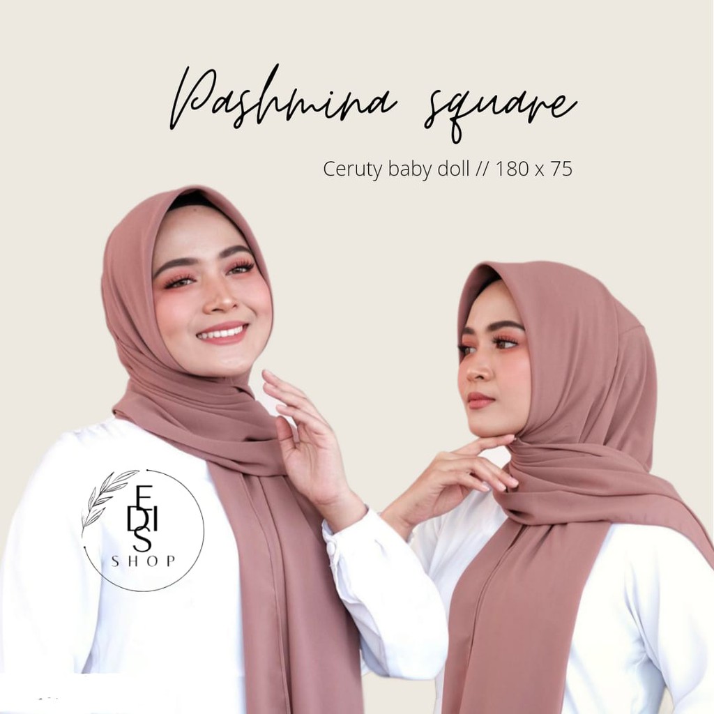 Pashmina square 180x75 cm ceruty baby doll premium | pashmina instan |  PASHMINA BELLA SQUARE