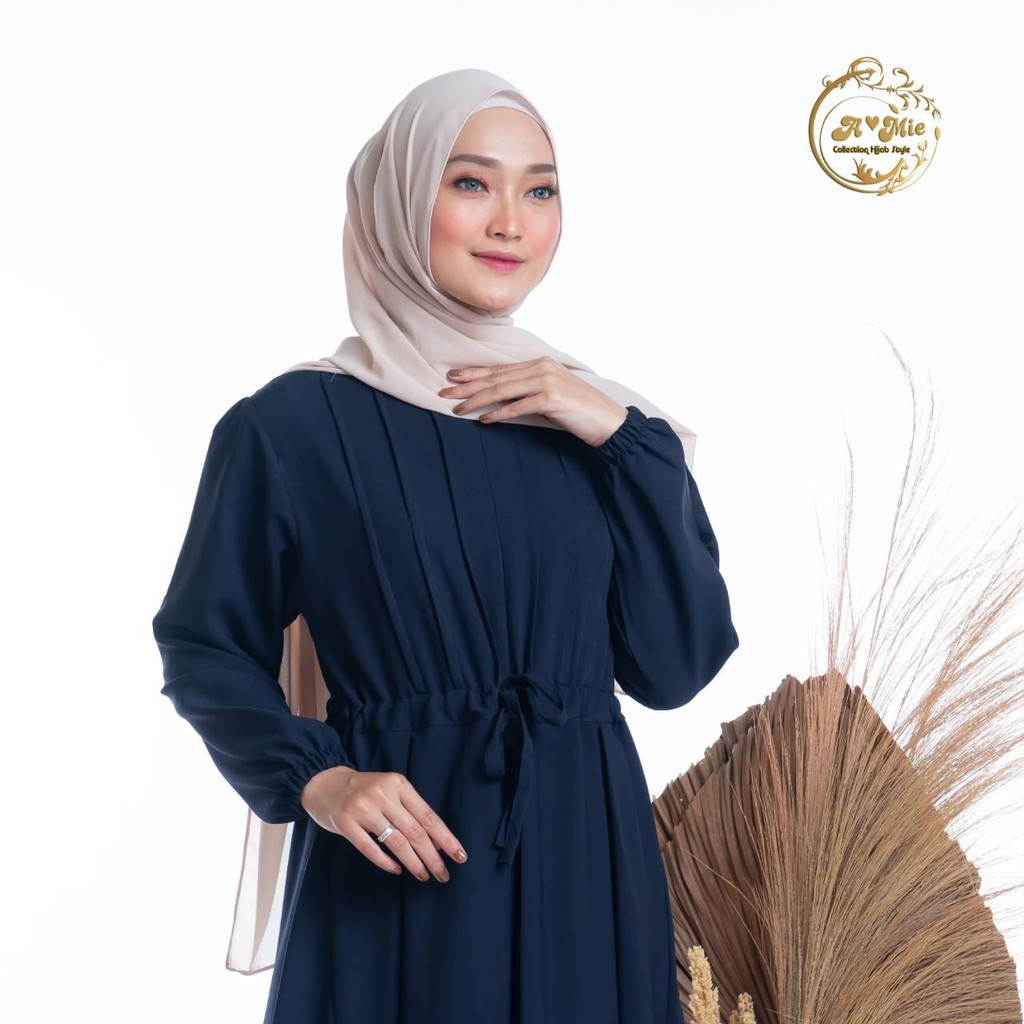 Melia Dress 1 Kondangan Series Baju Fashion Muslim Dress Simple Elegant Gamis Kekinian Set OOTD Hijab Korean Style Basic Dress Hijab Casual Best Seller Dress Muslimah Wanita Busui Friendly Baju Gamis Abaya Turkey Size S M L XL Gamis Jumbo Polos Termurah-Navy