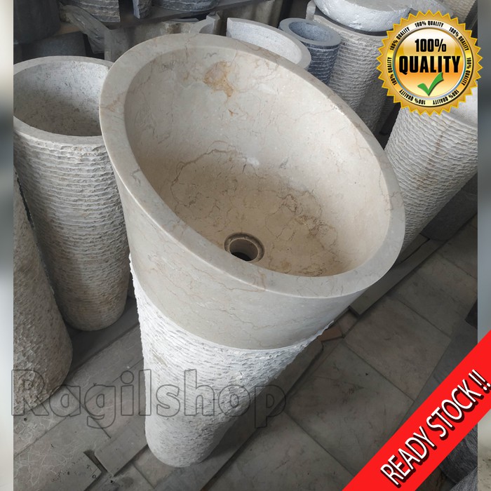 Paket Wastafel Marmer Putih Plus Pedistal Atau Kaki Asli Batu Alam Marmer Tulungagung Ragilshop