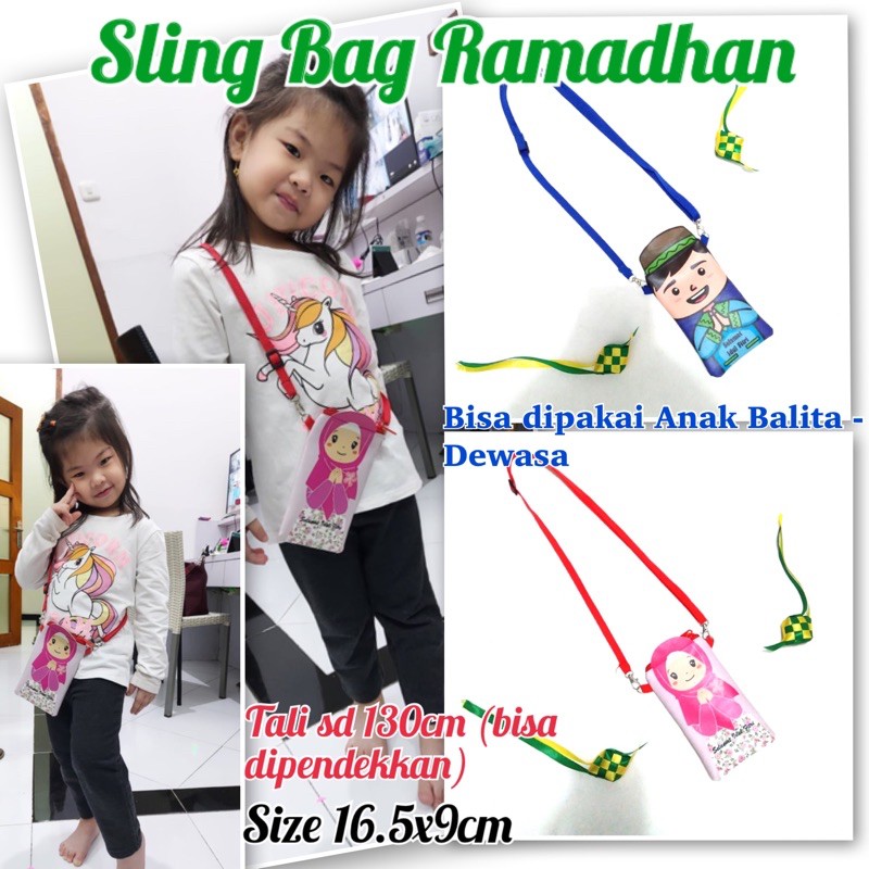 Tas Selempang Idul Fitri Muslimin Muslimah Cowok Cewek Lucu Sling Bag Ramadhan Kareem Lebaran Anak