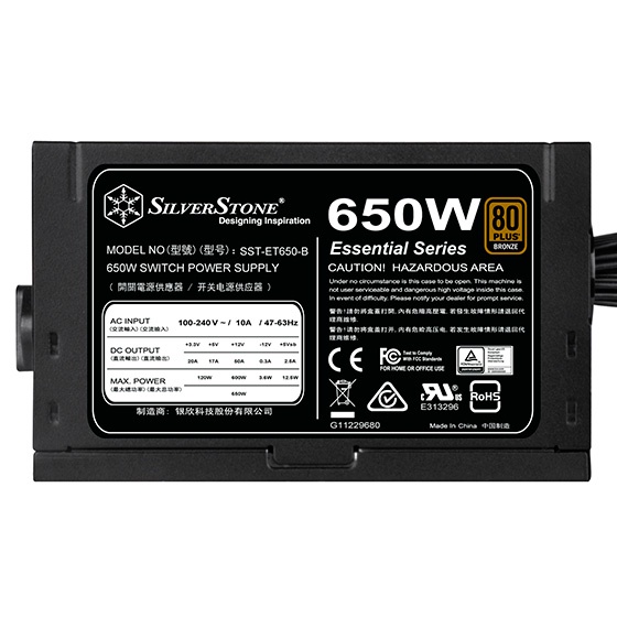 PSU SILVERSTONE 650W 80+ BRONZE | Power Supply 650 Watt ET650B ET650 B