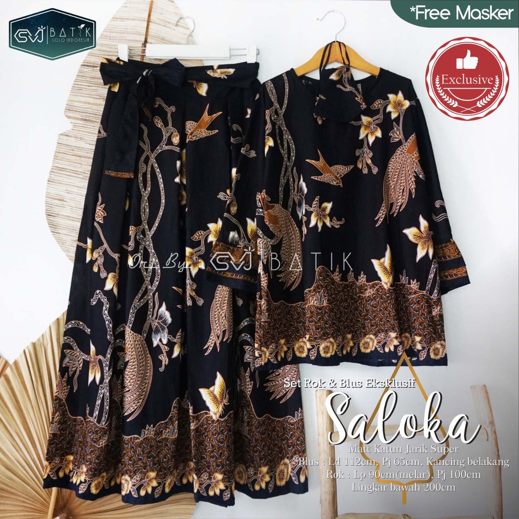 Batik Set Wanita Saloka Elvira Nalika Setelan Batik Rok dan Blouse Motif Katun Batik Solo SVJ Batik