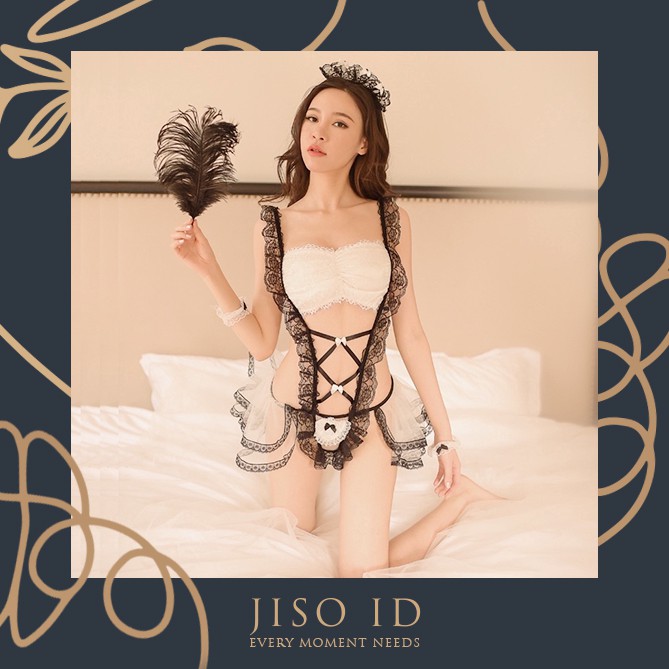 Lingerie Cosplay Sexy Maid - Costume Babydoll Pelayan - Lingeri Pembantu Waitress Korea - Gaun Malam