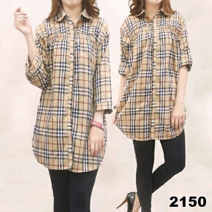 Blouse Wanita - Atasan Wanita - Blus Sifon Jumbo Berry Krem Garis Kecil Atasan Wanita Blouse 0128