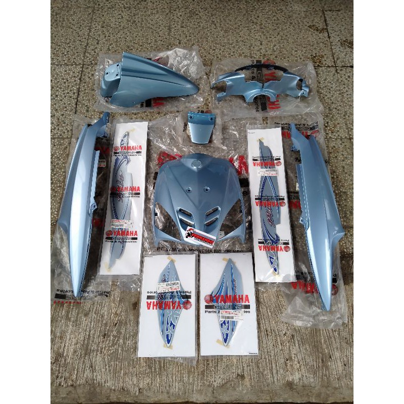 body Mio sporty full Alus biru telur asin set striping original fullset