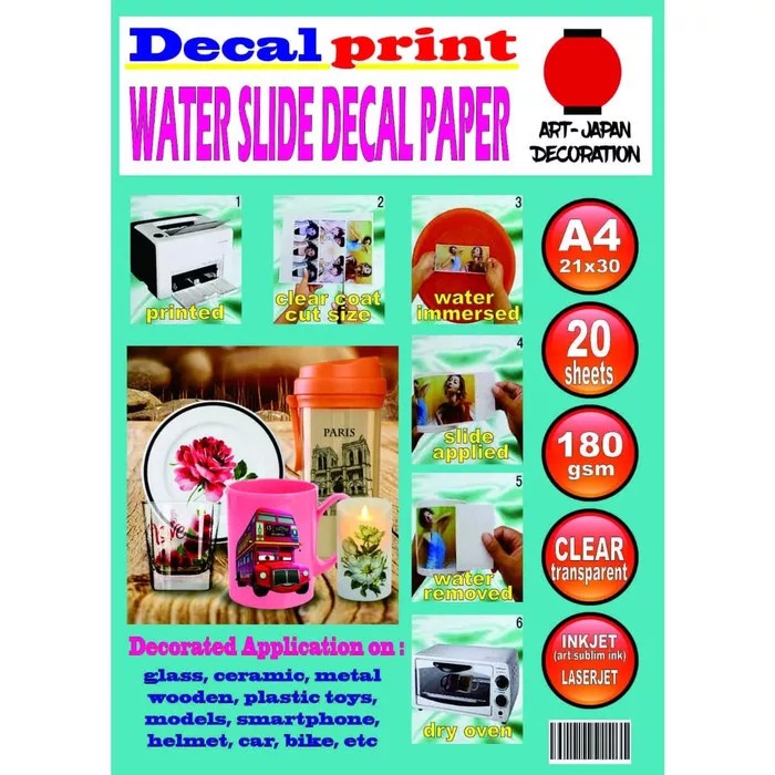

Kertas Decal Transparan Water Slide Transfer Paper A4