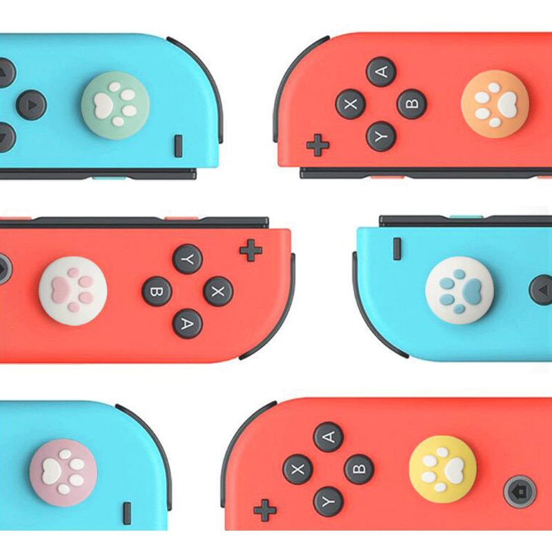 Nintendo Switch 4pcs Colorful Cute Cat Paw Claw Thumb Stick Grip Cap Joystick Cover For Nintendo Switch Lite NS Joy-Con Controller Gamepad Case