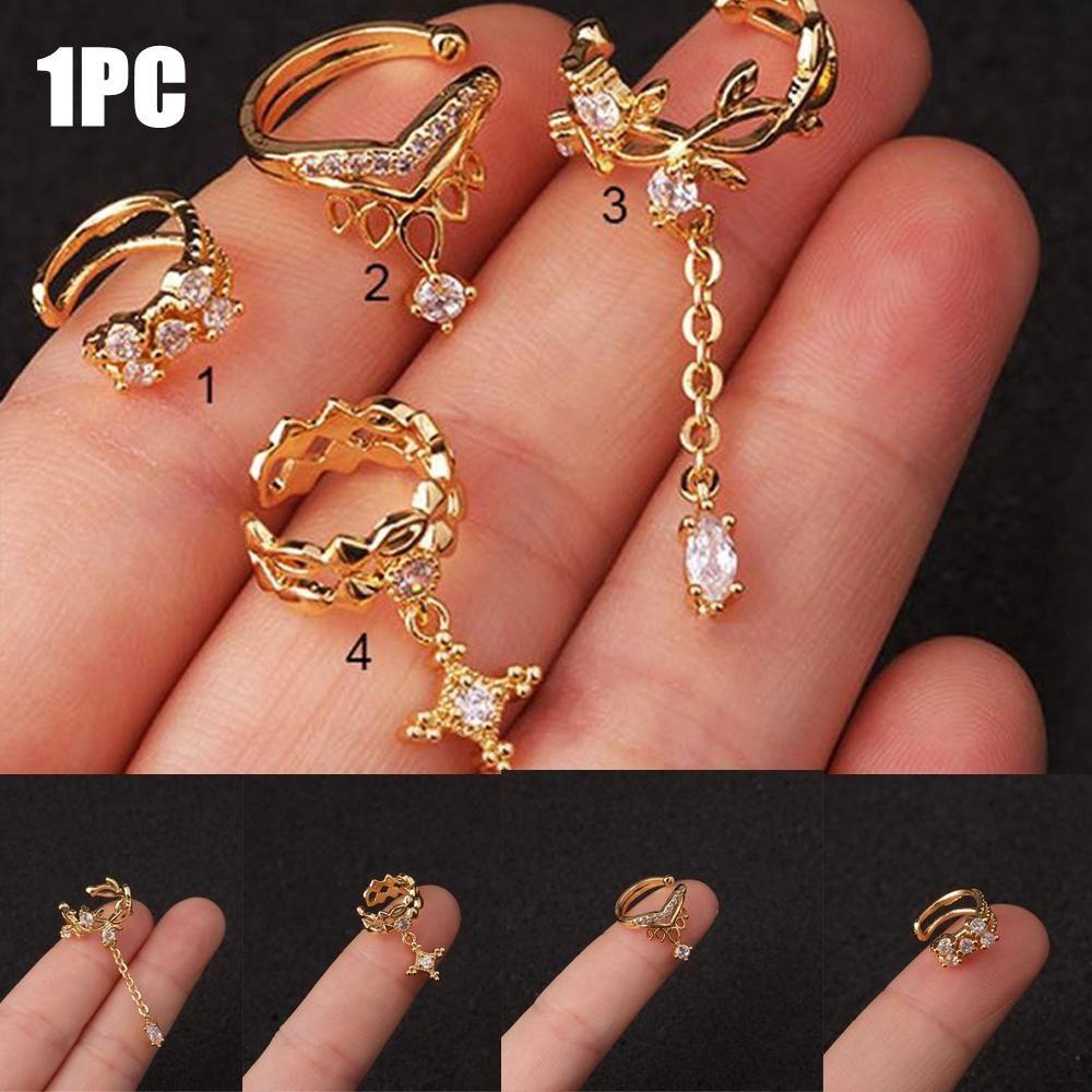 Lily CZ Cuff Earrings Fashion Hadiah Pesta Perhiasan Zirkon Telinga Manset