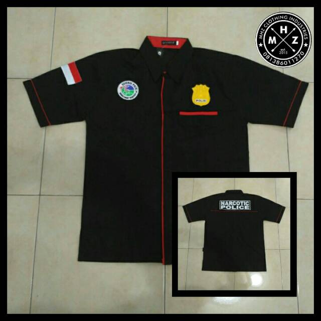 Kemeja NARKOBA list merah Polisi Polri