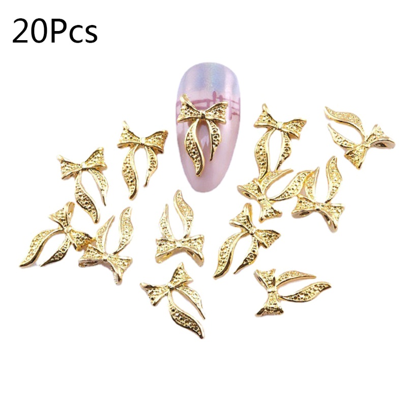 Siy 20pcs Hiasan Kuku 3d Bentuk Pita Bahan Alloy Untuk Nail Art