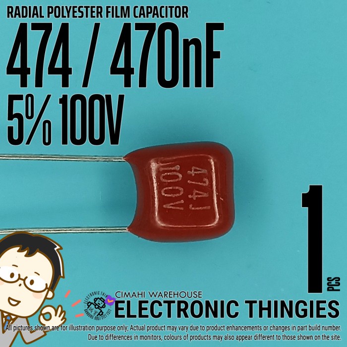 474 POLYESTER FILM CAPACITOR 470NF 5% 100V KAPASITOR MYLAR