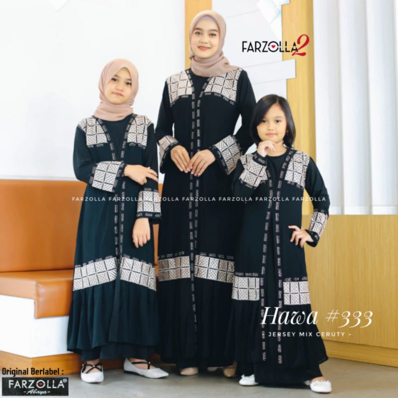 COUPLE ABAYA | HAWA KIDS BY FARZOLLA | ABAYA TURKEY | ABAYA JETBLACK | GAMIS MUSLIM ANAK PEREMPUAN