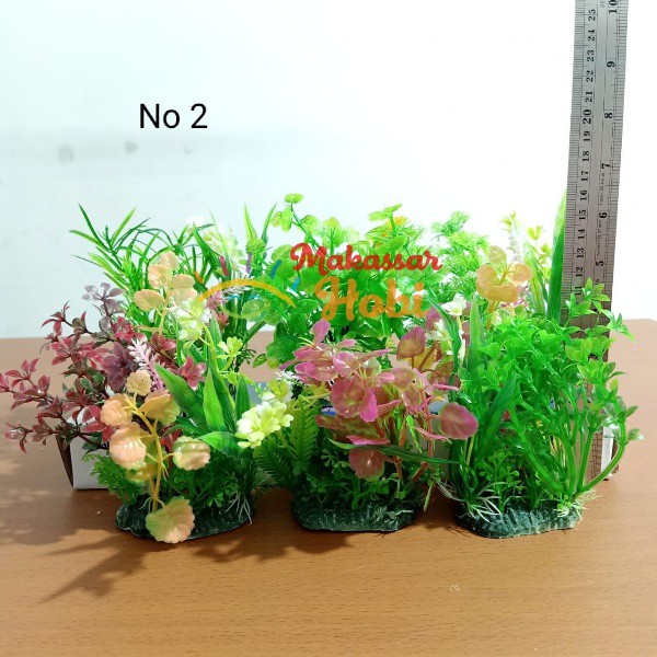 Tanaman Hias No 2 Hiasan Aksesoris Aquarium Akuarium Plastik 12-15 cm