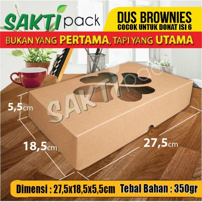 

Dus donat isi 6/Dus brownies,uk.27.5 x 18.5 x 5.5 cm,Kraft 350,dgn laminasi plastik bagian dalam
