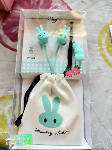 MK639 EARPHONE KARAKTER CUTE RABBIT POUCH LU   CU ADA