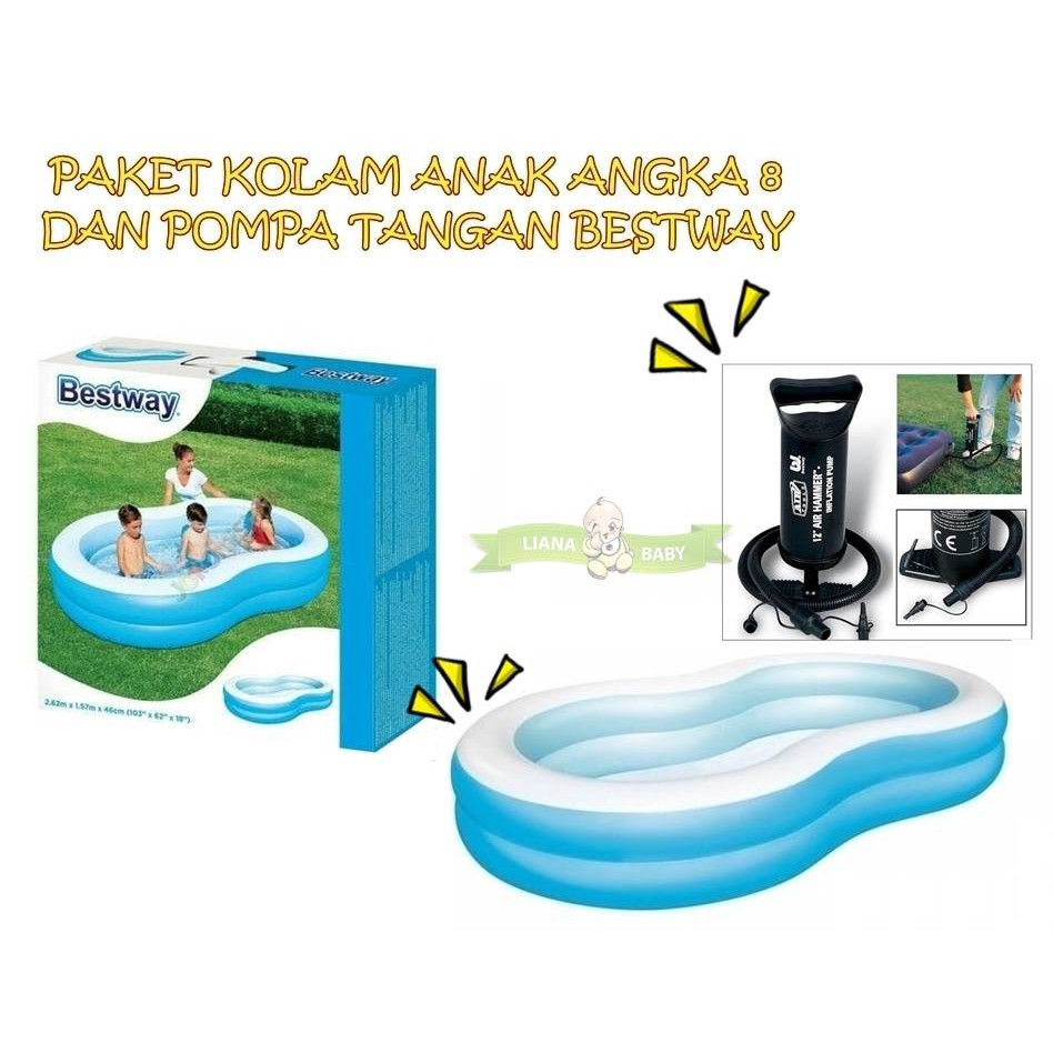 PAKET KOLAM ANAK ANGKA 8 DAN POMPA TANGAN BESTWAY