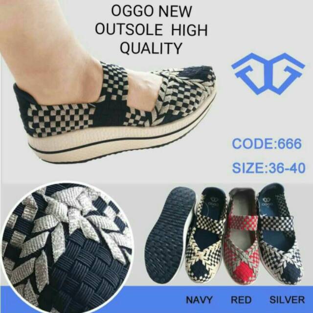 SEPATU RAJUT/ ANYAMAN WANITA OGGO WEDGES 666 NEW OUTSOLE