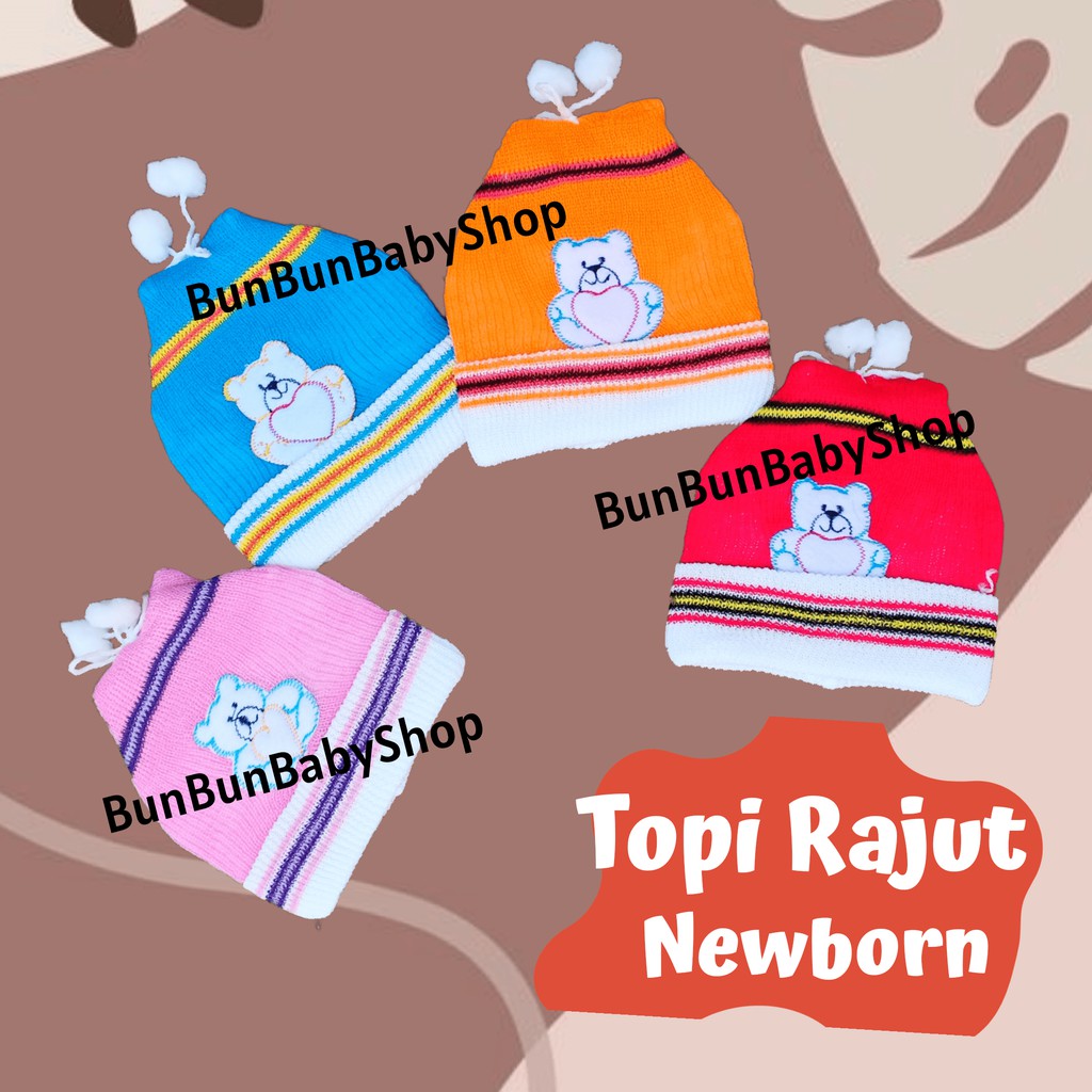 Topi Bayi Kupluk Rajut Laki Perempuan Baju Baby Newborn Perlengkapan Aksesoris Baru Lahir Unisex bun