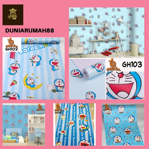 Wallpaper Dinding GH Ukuran 45cm x 8m Motif Karakter Doraemon