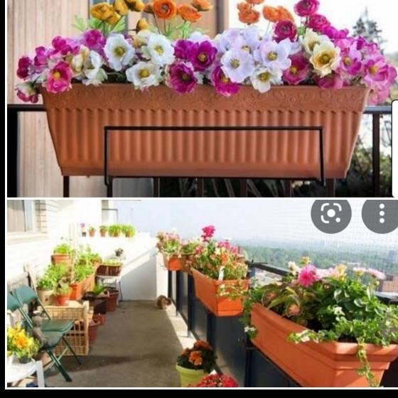 rak besi gantung pagar + 1 set + rak besi gantung pot kotak tanaman