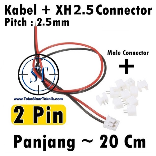 1 Set Cable Connector Micro JST XH 2.5-2 Pin 2 Pin 2P 1 Pasang Kabel 2.5mm Plug Male Female Kabel 2 Jalur 20cm