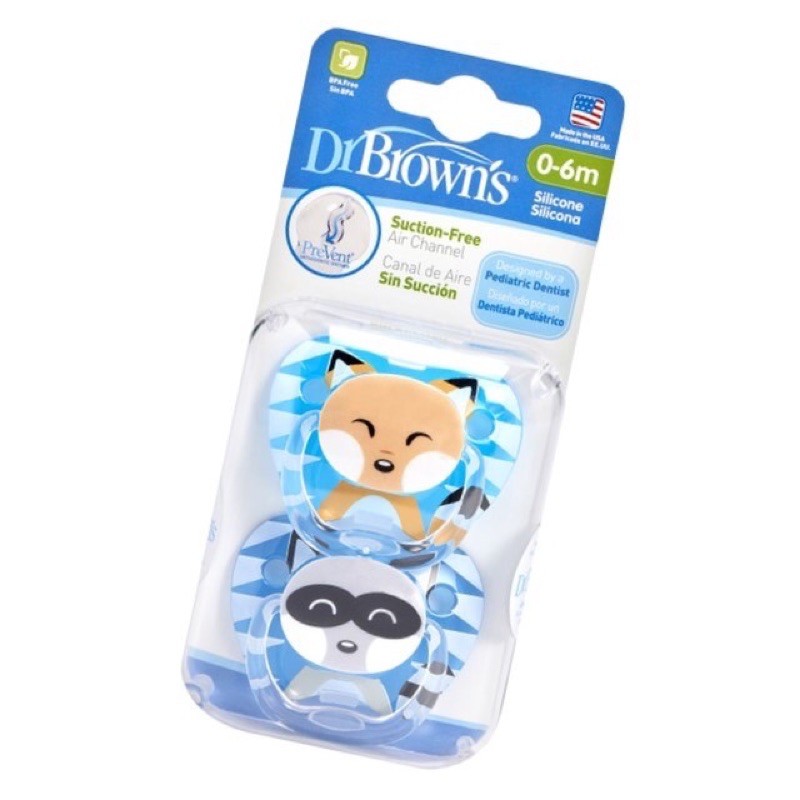 Dr Brown’s Prevent Pacifier Stage 1 (0-6M) Boy Animal - Empeng Bayi Tahap 1 isi 2pcs