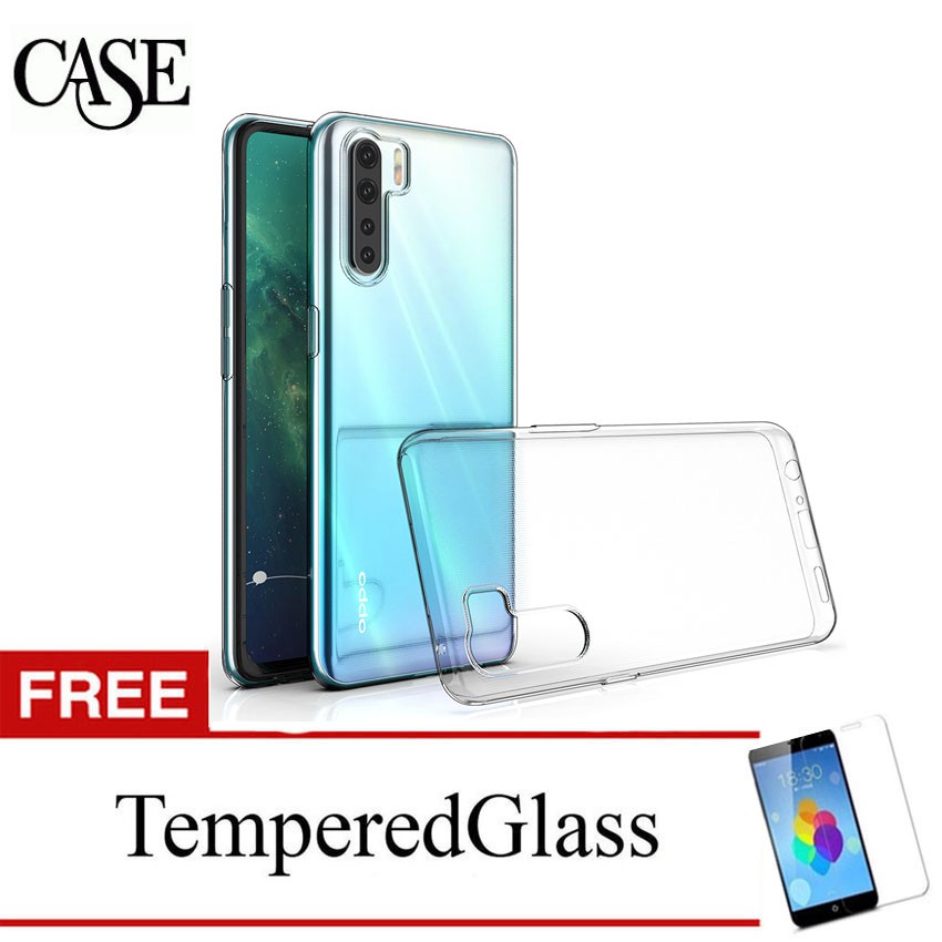 Case for Oppo Reno3 - 6.4 inch - Clear - Gratis Tempered Glass - Ultra Thin Soft Case