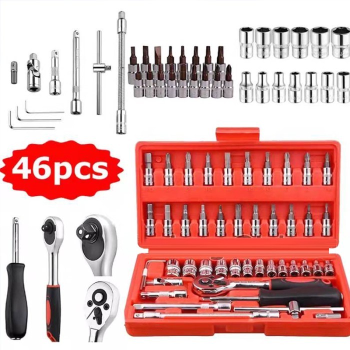 *COD*Kunci Shock Socket / Kunci Sok Wrench Set 40 in 1 - SET 46 in1 / KUNCI SHOCK PAS