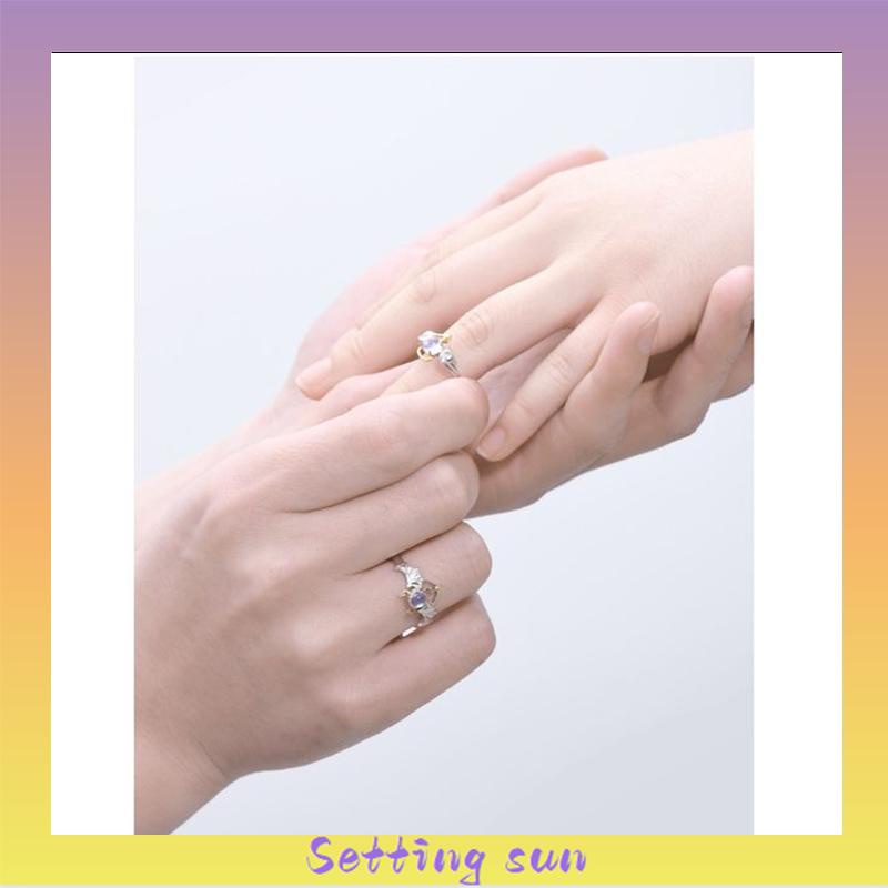 COD✨Cincin Wanita Perak Biru Moonstone Malaikat Setan Gaya Retro TN