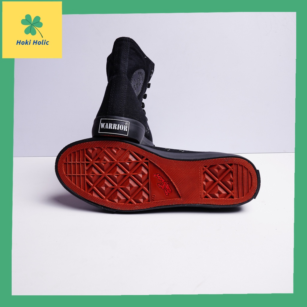 Warrior Sparta High All Black / Hitam - Sneakers Warrior Tinggi / Sepatu Kanvas Hitam - Sepatu Sekolah Hitam