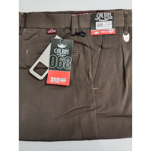 celana bahan panjang pria merk calbin original warna coklat