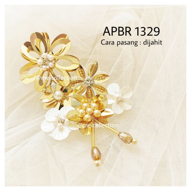 APBR 1329 rangkaian bunga permata payet kristal gold