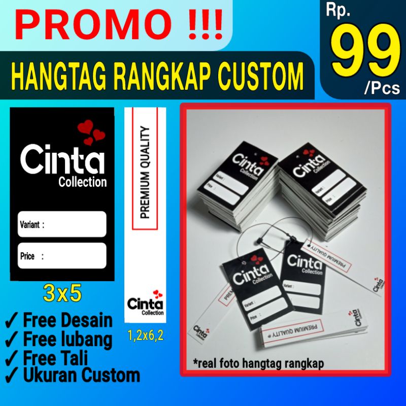 

Hang Tag Baju Rangkap (FREE DESIGN) - Label Baju - Cetak Hangtag Baju - Label Merek - Hang Tag custom