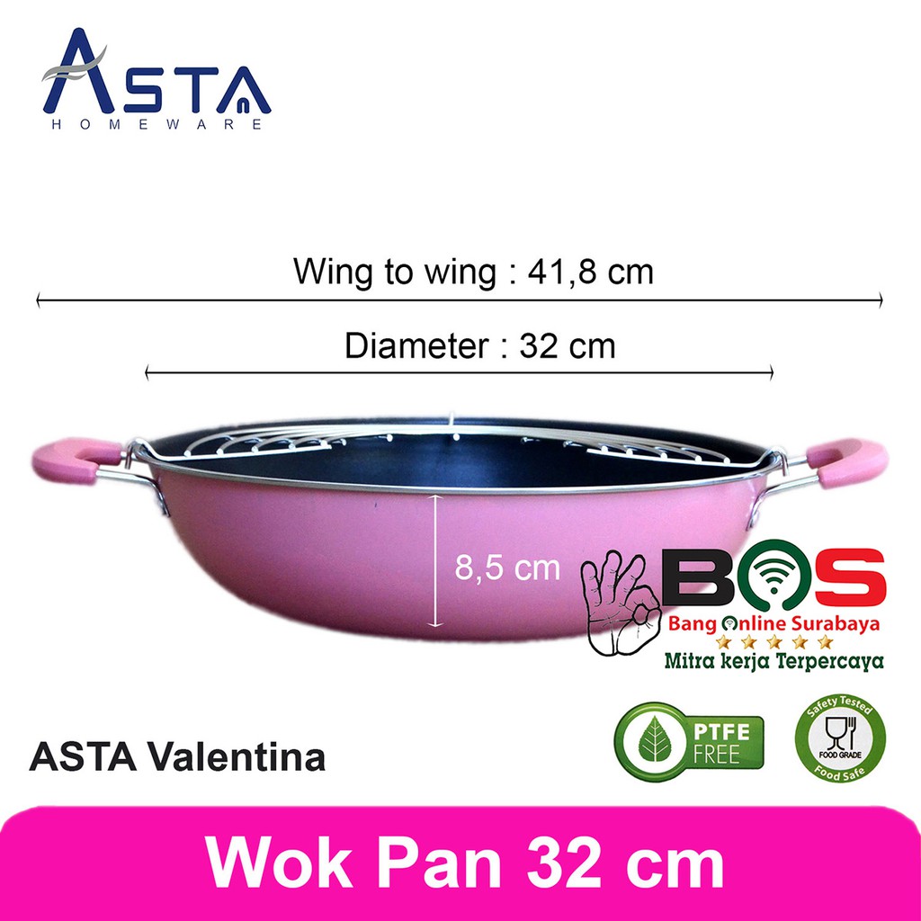 Panci Wok Pan Asta Valentina 32 CM Anti Lengket Panci Wok Pan Asta 32 CM Tirisan