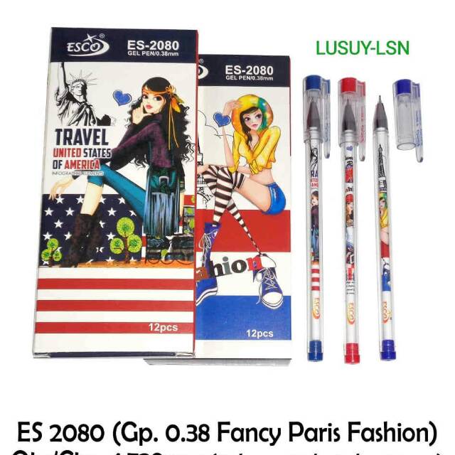

1LUSIN Pulpen gel Pen gel corak Paris Fashion.