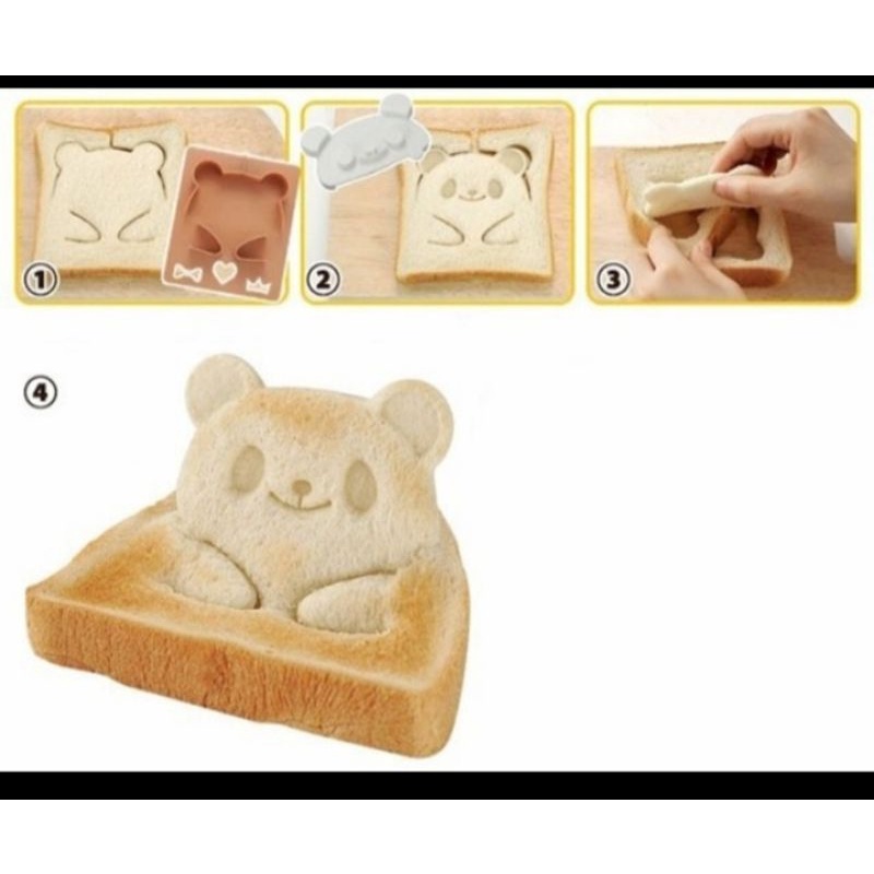 Cetakan roti bread sandwich cutter mold 3D dimensi karakter hewan animal beruang kodok panda bear