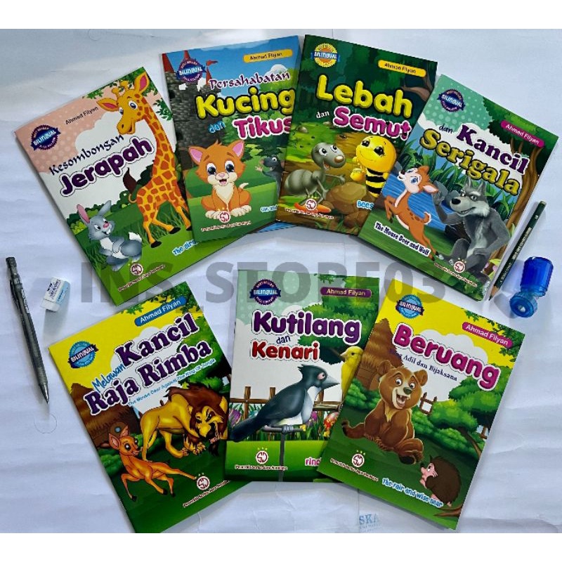 buku anak tk paud belajar cerita aneka seri hewan bilingual bahasa (indonesia&inggris)