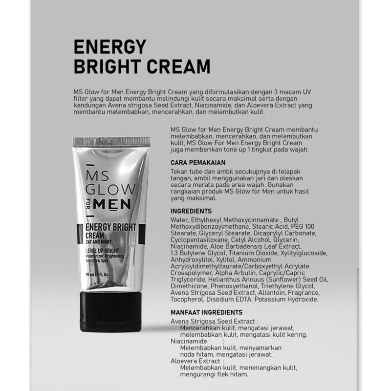 MS GLOW FOR MEN ENERGY BRIGHT CREAM