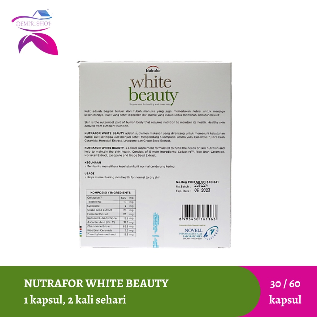 Nutrafor White Beauty Mencerahkan Kulit / Nutrisi Kulit Rambut &amp; Kuku / Kolagen