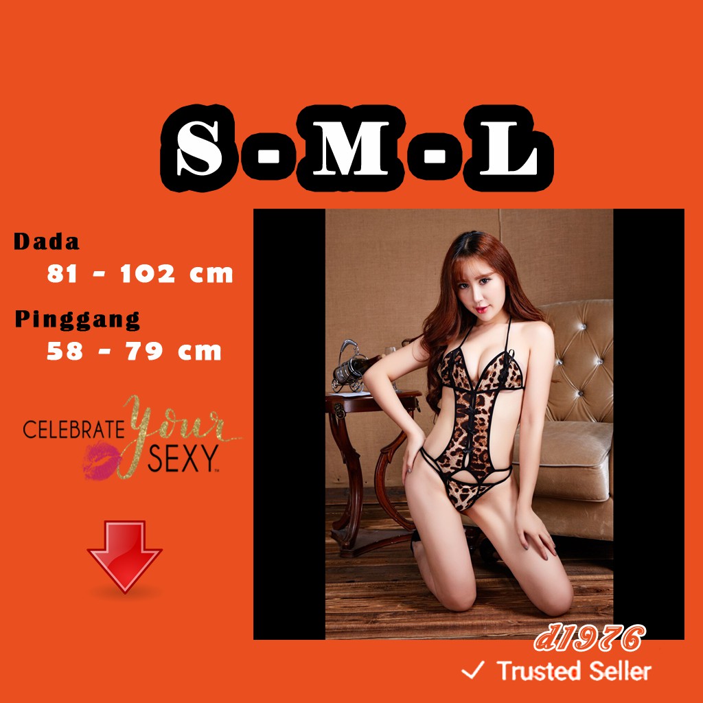 d1976 Lingerie Hot Sexy Mommy Model Teddy Lingeri Motif Leopard Bodysuit All Size S M L A1002