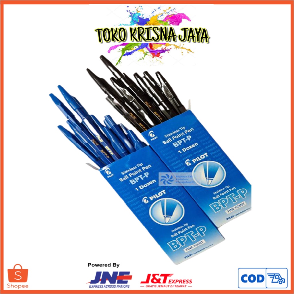 

BOLPOIN PILLOT BPT-P BALLPOINT BLACK PEN NETTO 1 PAK ISI 12 PCS