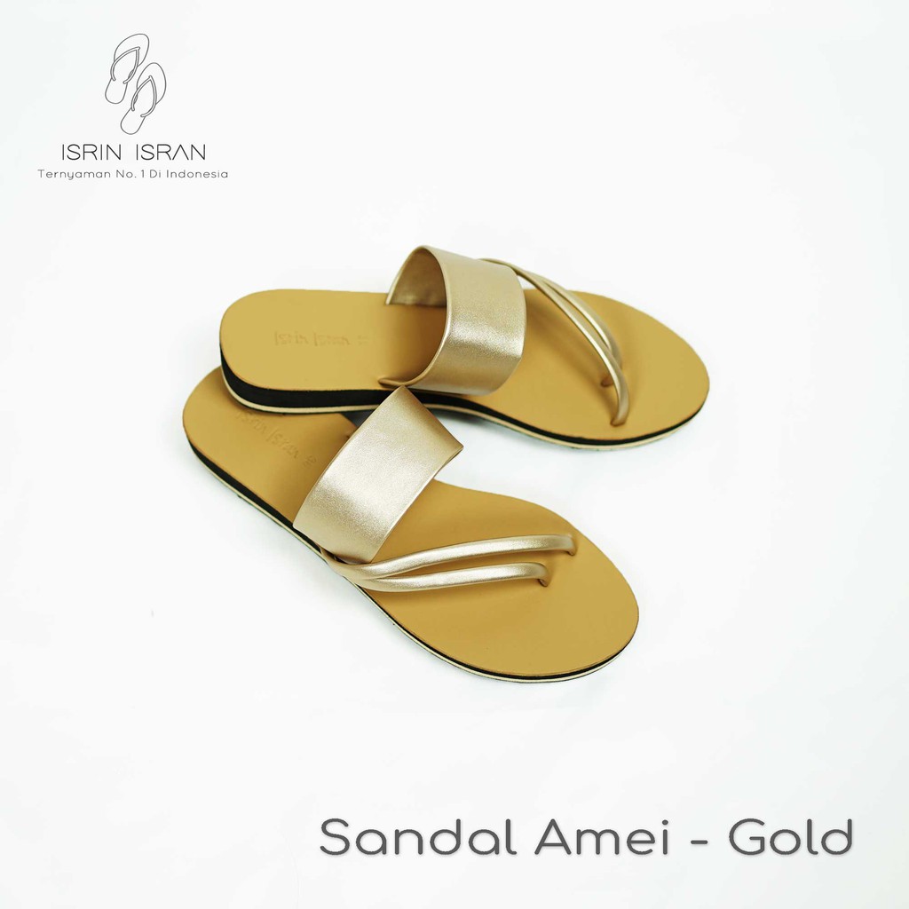 ( AMAI) Sandal Harian Wanita Murah ISRIN ISRAN Original-Gold