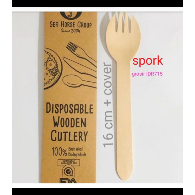 Sendok garpu/SPORK 16cm + cover serat halus HIGH QUALITY &amp; non TOXIC