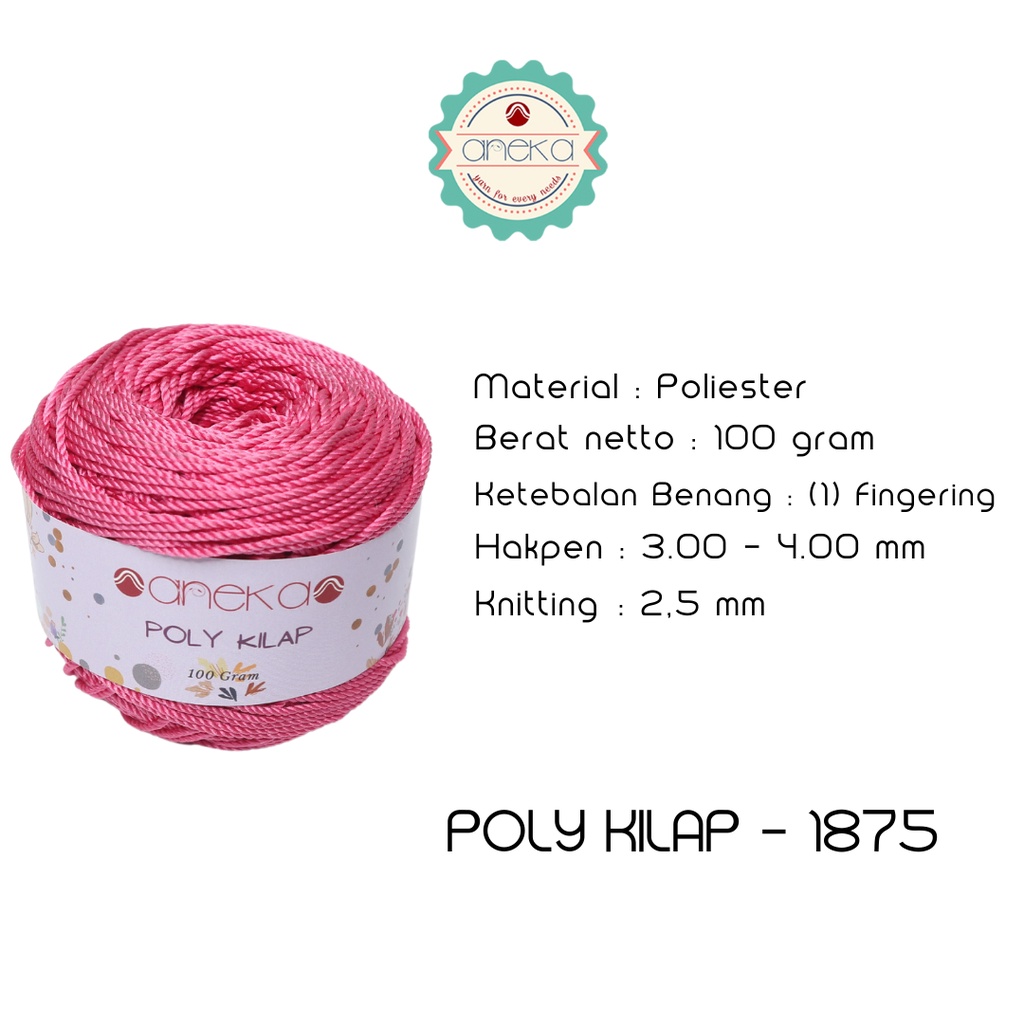 PREMIUM Benang Rajut Polyester/ Poliester / Poli Poly Kilap Warna - 1875