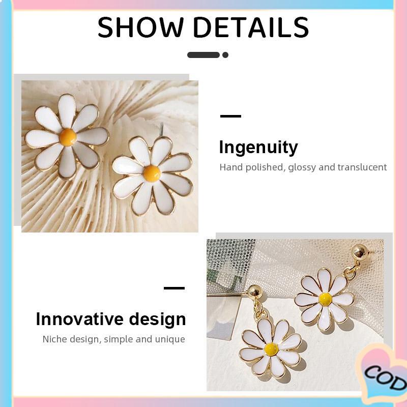 COD❤️925 Silver Daisy Earrings Fashion Anting Pejantan Bunga Matahari Manis Segar-A.one