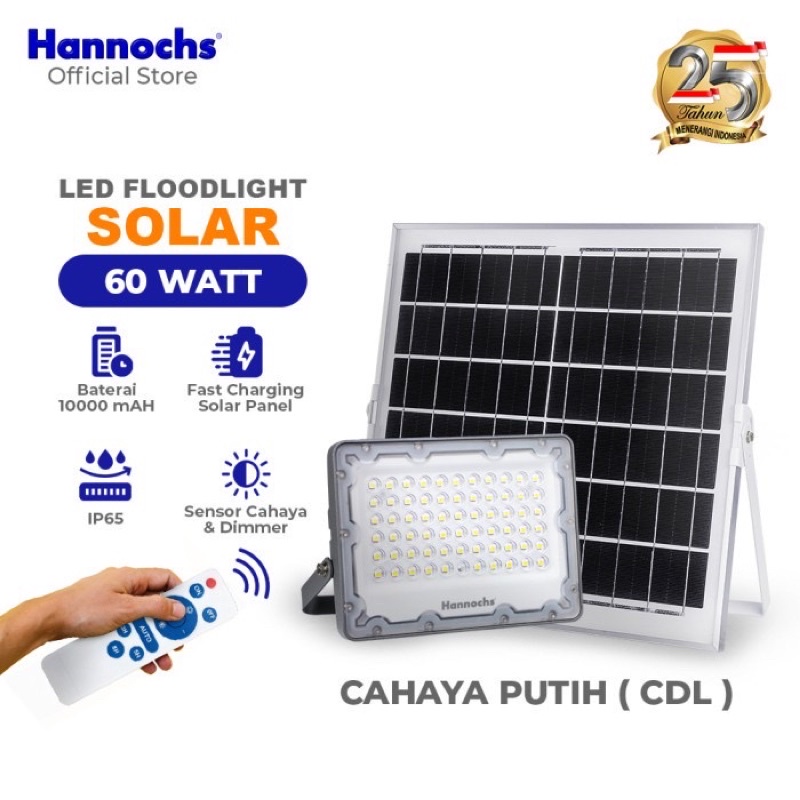 HANNOCHS LAMPU LED SOROT FLOODLIGHT SOLAR PANEL 60W 60 WATT