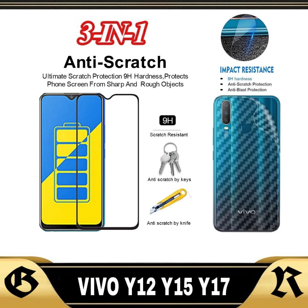 Promo Paket 3in1 Tempered Glass VIVO Y12, VIVO Y15, VIVO Y17, VIVO Y21, VIVO Y12s, VIVO Y20, VIVO Y2