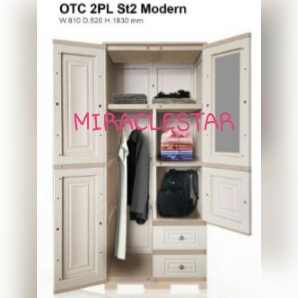  Olymplast  OTC 2PL Modern Lemari  Pakaian Plastik 2  Pintu  