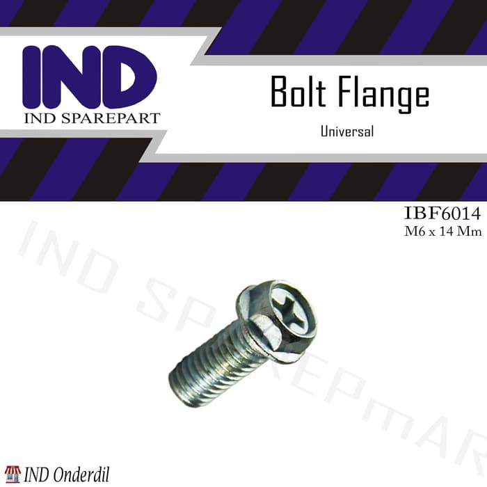 IND Onderdil Baut/Baud/Bolt Flange 6x14 / M6x14 Mm Obeng Plus & Kunci 8